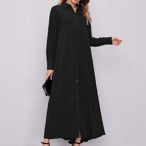 SHEIN Mulvari Solid Pleated Back Shirt Dress NWT